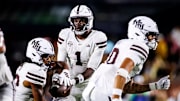 Mississippi State Quarterback Kamario Taylor (#1) during the game between the Missouri Tigers and the Mississippi State Bulldogs at Faurot Field at Memorial Stadium Stadium in Columbia, MO.
