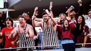 Mississippi State Fans during the game between the Missouri Tigers and the Mississippi State Bulldogs at Davis Wade Stadium at Scott Field in Starkville, MS.