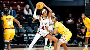 Mississippi State Forward Madison Francis (#40) during the game between the ULM Warhawks and the Mississippi State Bulldogs at Humphrey Coliseum in Starkville, MS.
