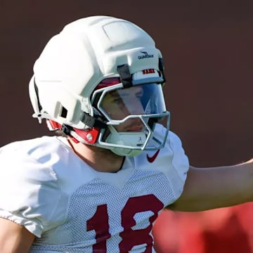4/8/25 MFB Spring Practice Alabama Defensive Back Bray Hubbard (18) Photo by Kent Gidley