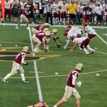 Drew Bellisari prepares to take a snap for Bishop Watterson against Westerville North on September 6, 2024. 