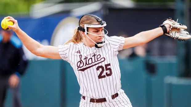 Mississippi State Pitcher Raelin Chaffin (#25) during the SEC Tournament second round game against LSU.