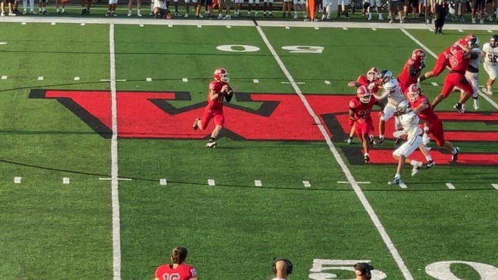 Evan Andrews of Westerville South drops back to throw a pass against Westerville Central on August 30, 2024. 