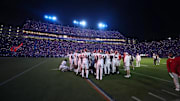 The University of Alabama football team shines under the lights against Auburn at Jordan-Hare Stadium in Auburn, AL on Saturday, Nov 25, 2023.