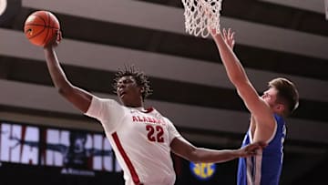 Alabama forward Aiden Sherrell (22) in action against Kentucky at Coleman Coliseum in Tuscaloosa, AL on Saturday, Feb 22, 2025.