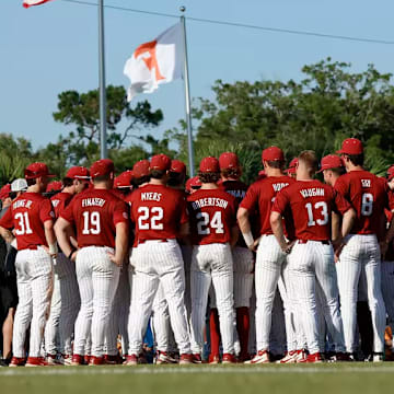 Alabama baseball players at Condron Ballpark.