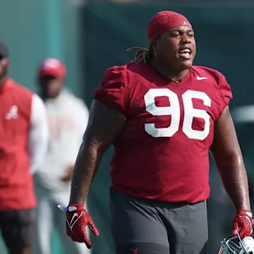8/20/25 MFB Practice Alabama Defensive Lineman Tim Keenan III (96) Photo by Kent Gidley