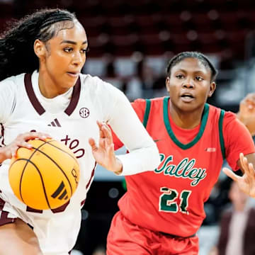 Mississippi State Forward Madison Francis (#40) during the game between the Mississippi Valley State Devilettes and the Mississippi State Bulldogs at Humphrey Coliseum in Starkville, MS.