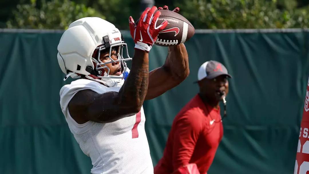 8/6/26 MFB Fall Practice 2 Alabama Wide Receiver Rico Scott (7)