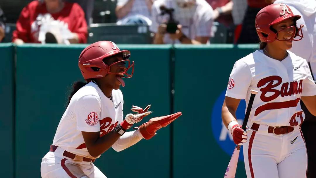 Alabama Softball Player Kristen White (3) celebrates against USC Upstate at Rhoads Stadium in Tuscaloosa, AL on Friday, May 15, 2026. Alabama Softball Player Kristen White (3) celebrates against USC Upstate at Rhoads Stadium in Tuscaloosa, AL on Friday, May 15, 2026.