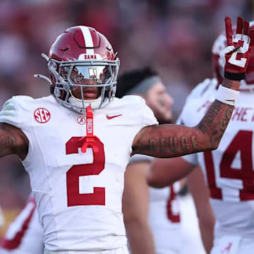 Alabama Wide Receiver Ryan Williams (2) celebrates against South Carolina at Williams-Brice Stadium in Columbia, SC on Saturday, Oct 25, 2025.