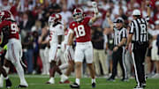 Alabama Defensive Back Bray Hubbard (18) celebrates at Bryant-Denny Stadium in Tuscaloosa, AL on Saturday, Nov 15, 2025.