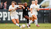 Mississippi State Midfielder Adia Symmonds (#9) during the match between the Vanderbilt Commodores and the Mississippi State Bulldogs at the MSU Soccer Field in Starkville, MS. 