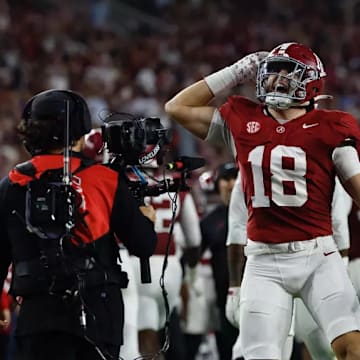 Alabama Defensive Back Bray Hubbard (18) in action against LSU at Bryant-Denny Stadium in Tuscaloosa, AL on Saturday, Nov 8, 2025.