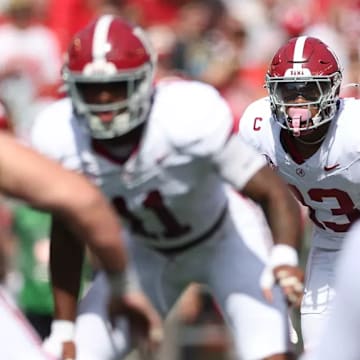 Alabama Defensive Back Malachi Moore (13) looks to make a tackle against Wisconsin at Camp Randall Stadium in Madison, Wisconsin on Saturday, Sep 14, 2024.