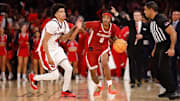 Alabama guard Labaron Philon (0) in action against Saint John's at Madison Square Garden in New York, NY on Saturday, Nov 8, 2025.