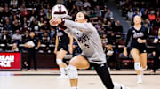 Mississippi State Defensive Specialist McKenna Yates (#4) during the match between the Missouri Tigers and the Mississippi State Bulldogs at the Newell-Grissom Building in Starkville, MS.