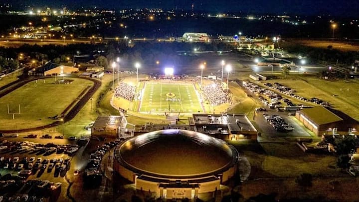 The Clinton Red Tornado Bowl in Clinton, Oklahoma. The Clinton Red Tornado Bowl in Clinton, Oklahoma.