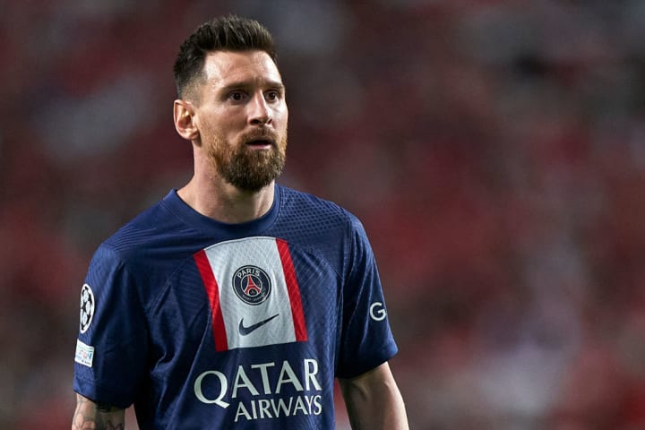 Lionel Messi looks on during PSG's Champions League clash with Benfica