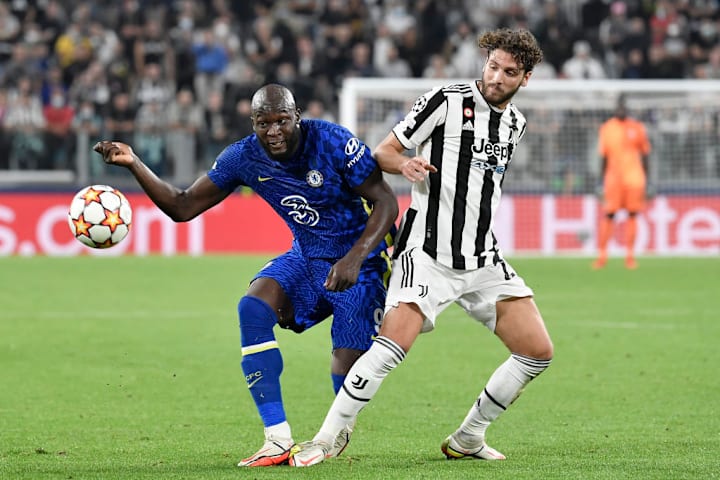 Romelu Lukaku of Chelsea and Manuel Locatelli of Juventus FC...