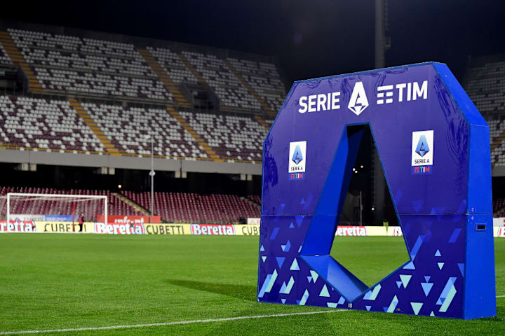 The Serie A setup is seen during the Serie A football match...