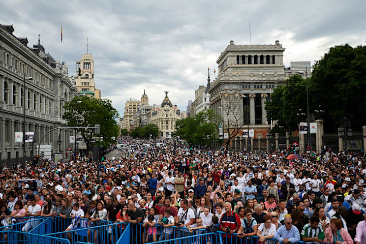 Real Madrid Celebrate After Victory In The Champions League Final Against Liverpool