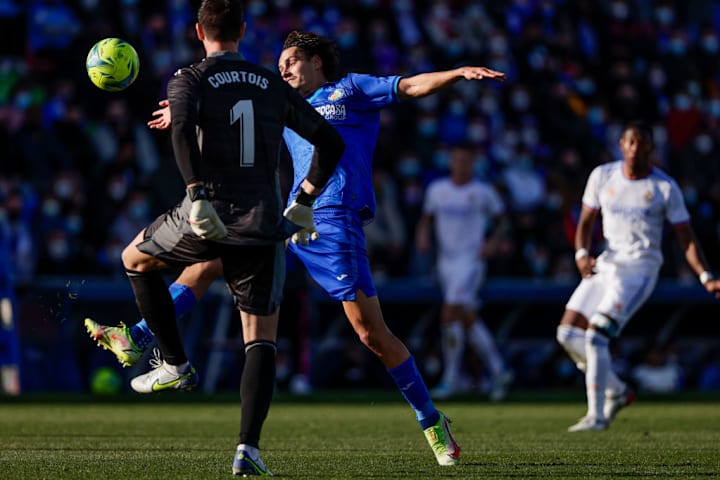 Enes Unal, Thibaut Courtois Real Madrid Getafe LaLiga Campeonato Espanhol