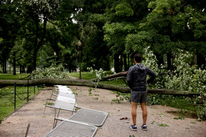 The aftermath of a severe thunderstorm in Washington, D.C.