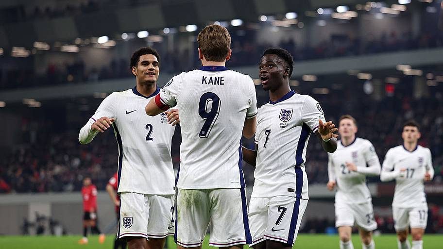 England players celebrate