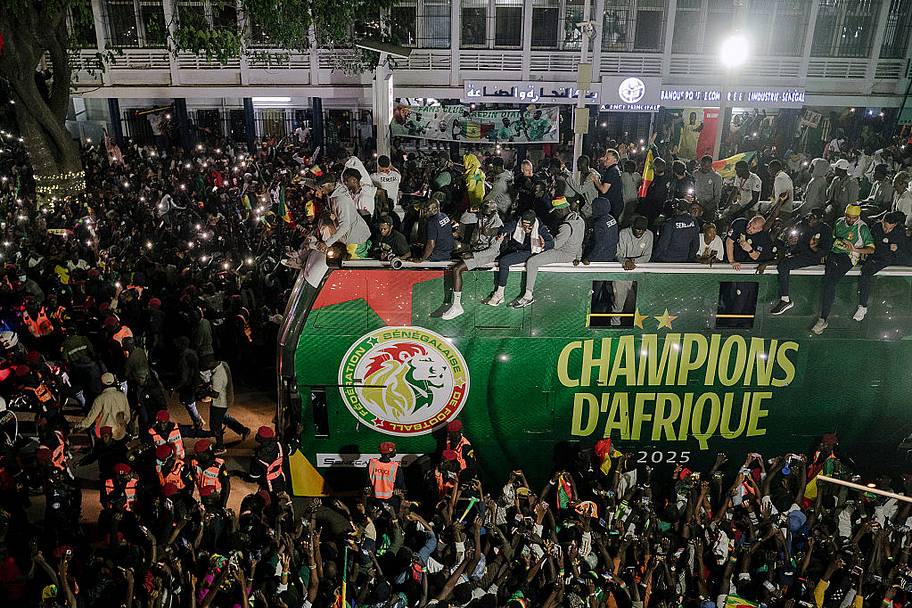 Senegal AFCON trophy parade.