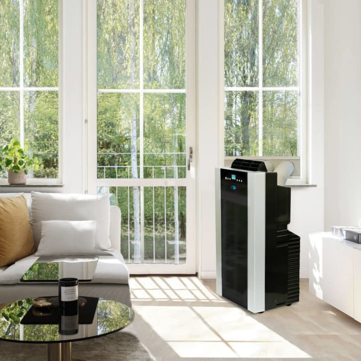 Whynter ARC-14S portable air conditioner in a lifestyle image.