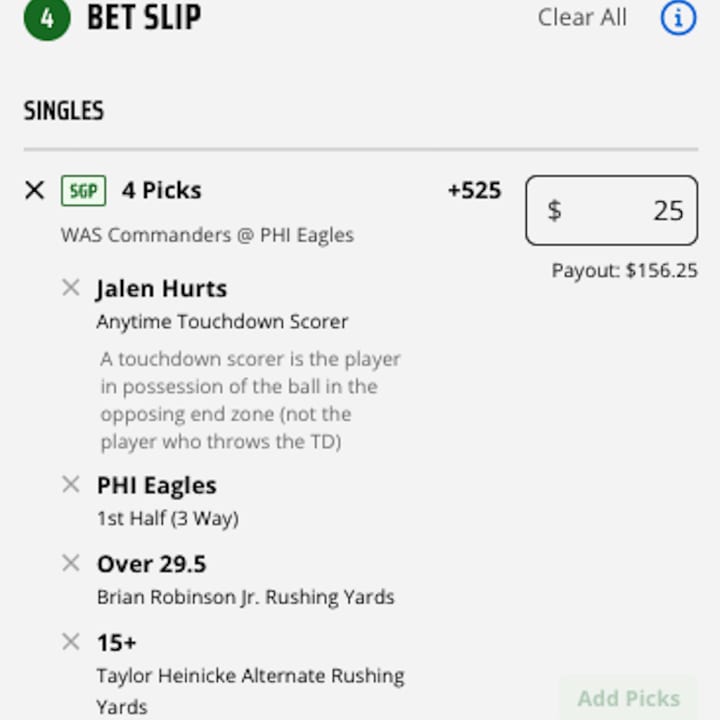 NFL Thursday Night Football Same Game Parlay Picks at +700 Odds