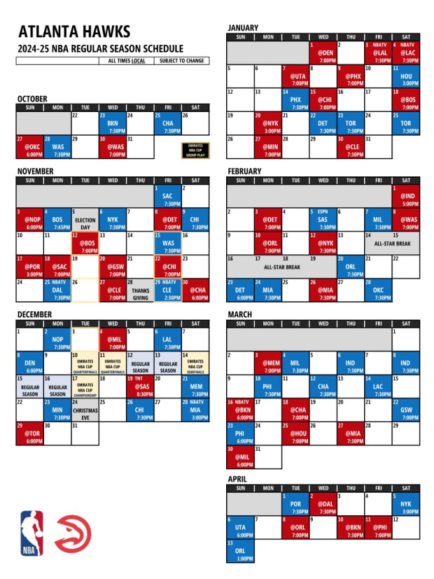 Atlanta Hawks 2024-2025 Schedule