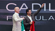 Checo Pérez, nuevo piloto de Cadillac, y Dan Towriss, CEO de TWG Motorsports.