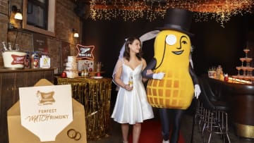 Mr. Peanut walking down the aisle - credit: Miller High Life and PLANTERS