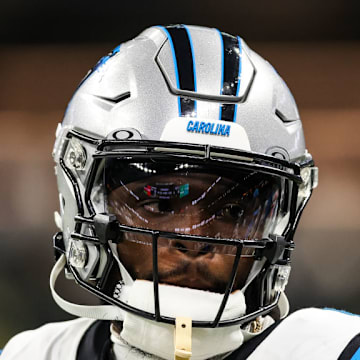 NEW ORLEANS, LA - SEPTEMBER 08: Diontae Johnson #5 of the Carolina Panthers looks on during an NFL football game against the New Orleans Saints at Caesars Superdome on September 8, 2024 in New Orleans, Louisiana.