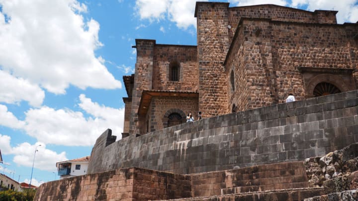 Facade of the Inca temple of Coricancha in the City of Cuzco