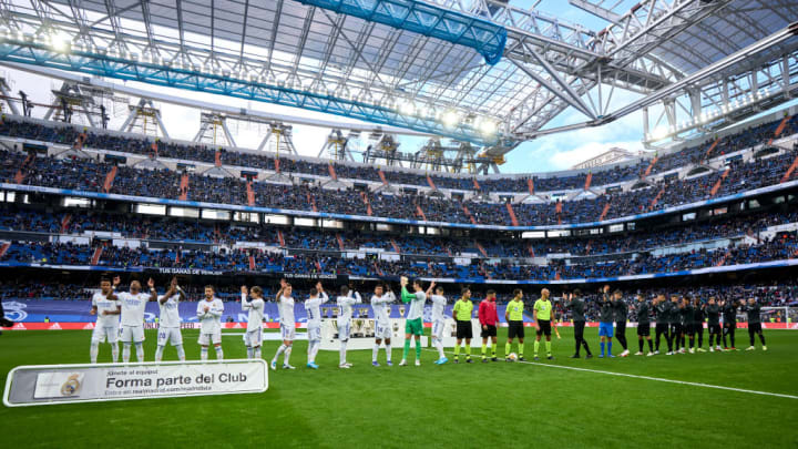 Thibaut Courtois, Casemiro, Vinicius Junior, Eden Hazard, David Alaba, Karim Benzema, Eder Militao, Lucas VazquezToni Kroos