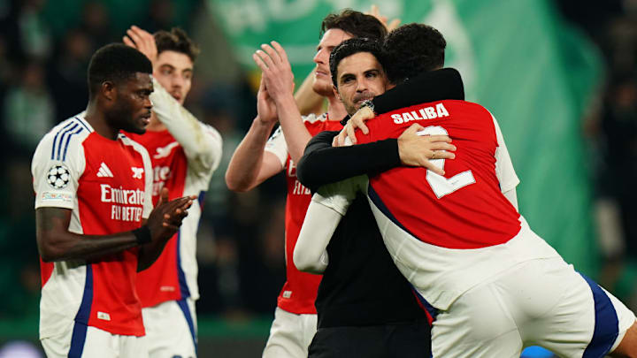 Mikel Arteta, William Saliba, Declan Rice