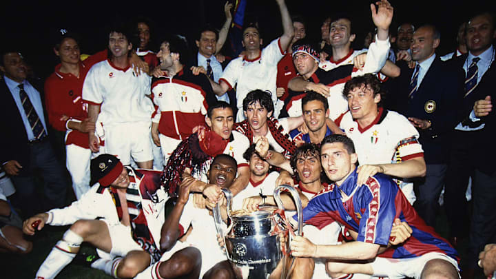 Mario Ielpo, Roberto Fonadoni, Fabio Capello head coach, Mauro Tassotti, Stefano Nava, dejan Savicevic, vonimir Boban, Marcel Desailly, Demetrio Albertini, Marco Simone, Paolo Maldini, Gianluigi Lentini, Daniele Massaro