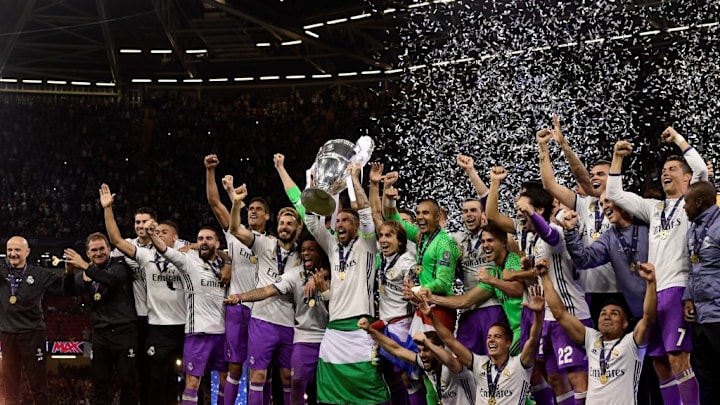 TOPSHOT-FBL-EUR-C1-JUVENTUS-REAL MADRID-TROPHY