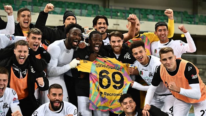 Spezia Calcio players celebrate