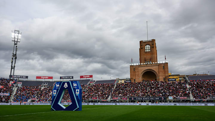 The Serie A setup is seen before the Serie A football match...