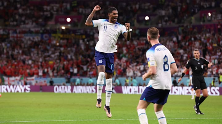 Marcus Rashford, autor de dois gols da Inglaterra contra o País de Gales