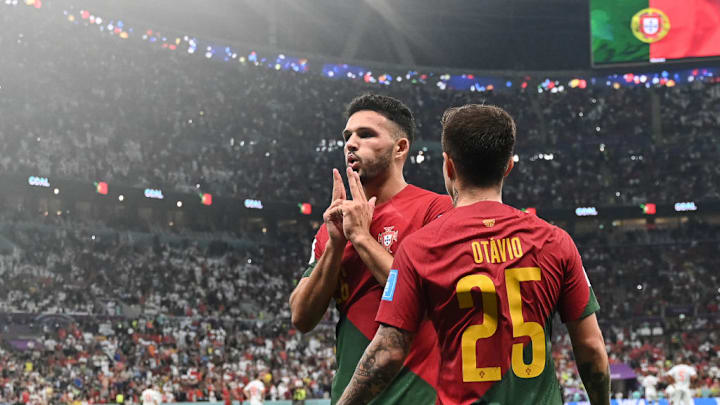 Gonçalo Ramos, autor de três gols em Portugal 6 x 1 Suíça na Copa do Mundo Catar 2022