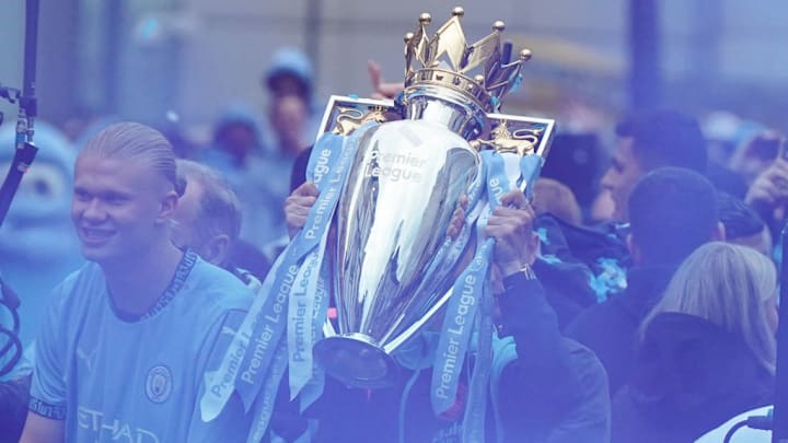 Manchester City parade with the Premier League trophy