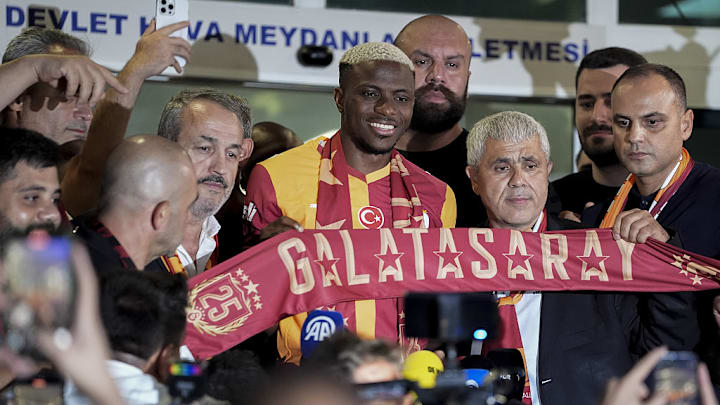 Galatasaray's Nigerian player Victor Osimhen arrives in Istanbul