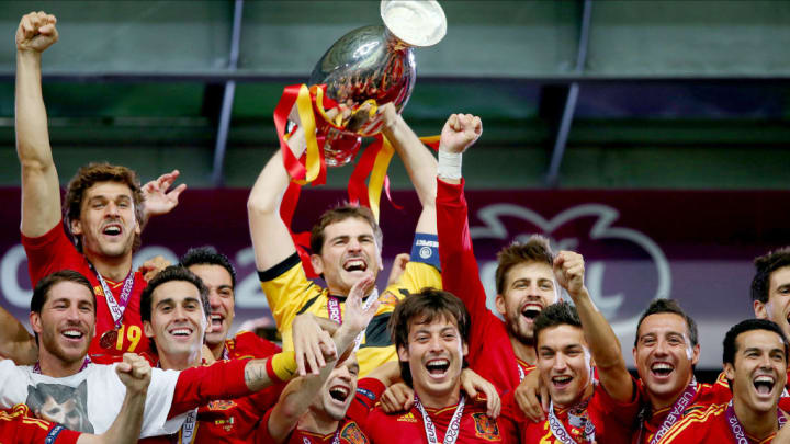 ker Casillas, Sergio Ramos, Fernando Llorente, Alvaro Arbeloa, Andres Iniesta, David Silva, Gerard Pique, Jesus Navas