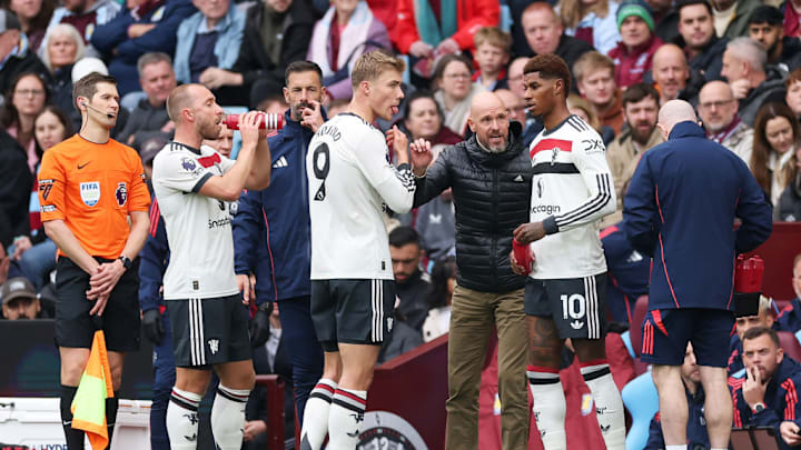 Erik ten Hag, Christian Eriksen, Rasmus Hojlund, Marcus Rashford