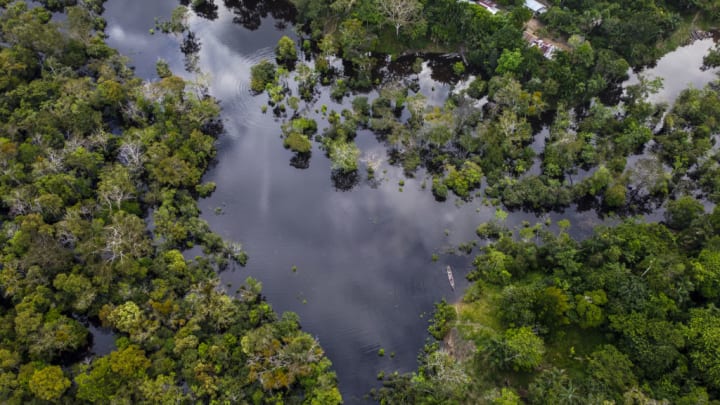 Amazon rainforest in Leticia, Colombia, shot from above